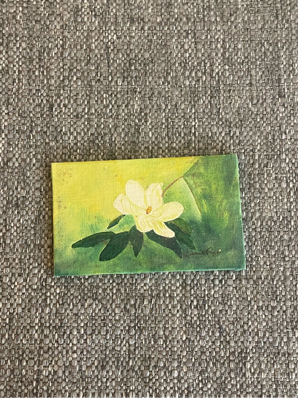 Original Magnolia Flower Oil Painting on Mini Canvas.